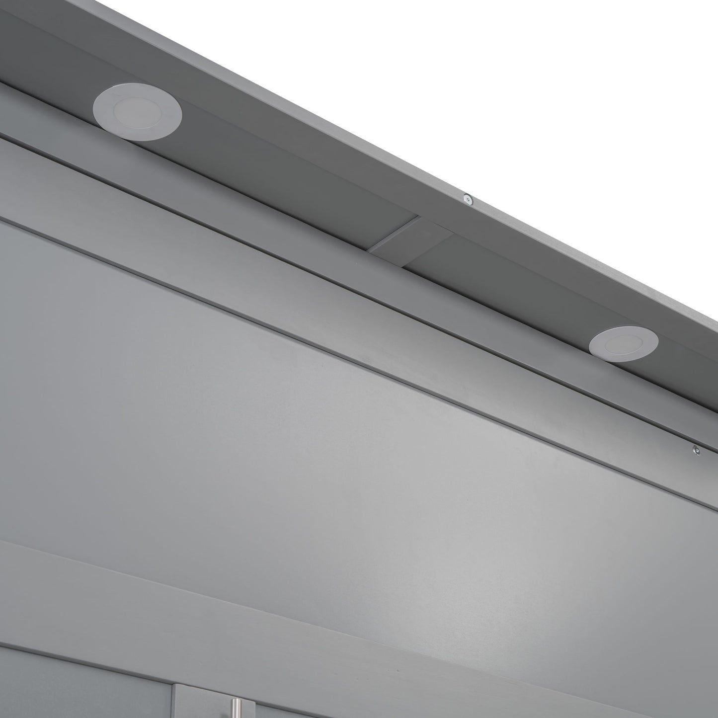 Full Size Murphy Wall Bed With Shelves, Drawers And LED Lights - Gray