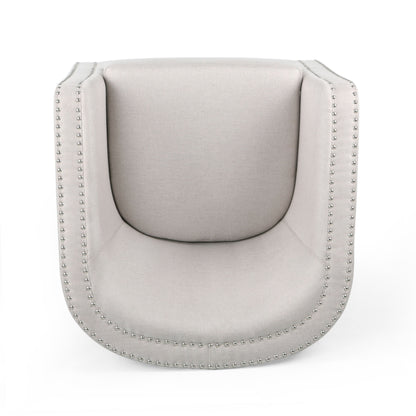 Riverbed - Upholstered Swivel Chair With Nailhead Trim And Sloped Arms - Wheat