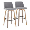 Toriano - Contemporary Fixed Height Barstool With Swivel With Round Footrest (Set of 2) - Light Gray