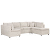 Oversized Sectional Sofa U-Shaped Sofa Couch Pull-Out Sofa Bed With Two Throw Pillows For Living Room - Beige