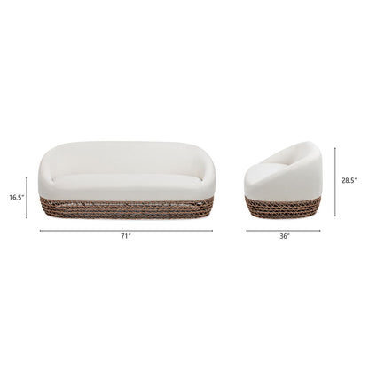 Willow - Upholstered Woven Patio Deep Seating Sofa, Wicker Frame - Wheat Beige / Golden Brown