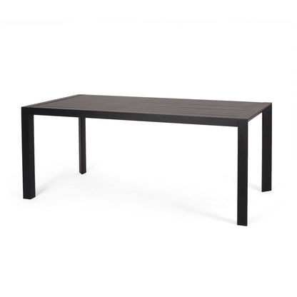 Modern Metal And Polypropylene 7 Piece Outdoor Dining Set With Stackable Chairs - Black