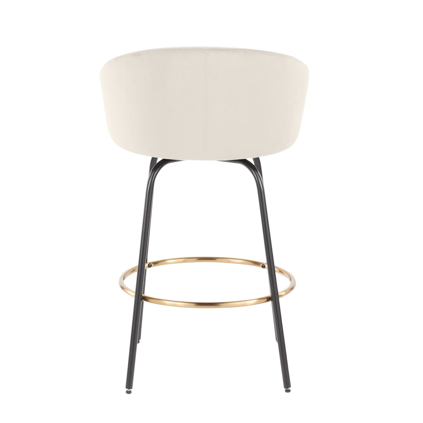 Claire - Contemporary / Glam Fixed Height Counter Stool With Swivel With Accents (Set of 2) - Cream