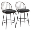 Riley - Claire Farmhouse Fixed Height Counter Stool With Swivel With Round Footrest (Set of 2) - Black / Bronze / Walnut / Brown