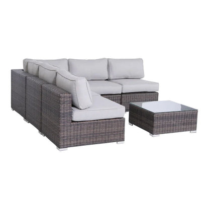 4 Person Seating Set With Cushions - Brown / Gray
