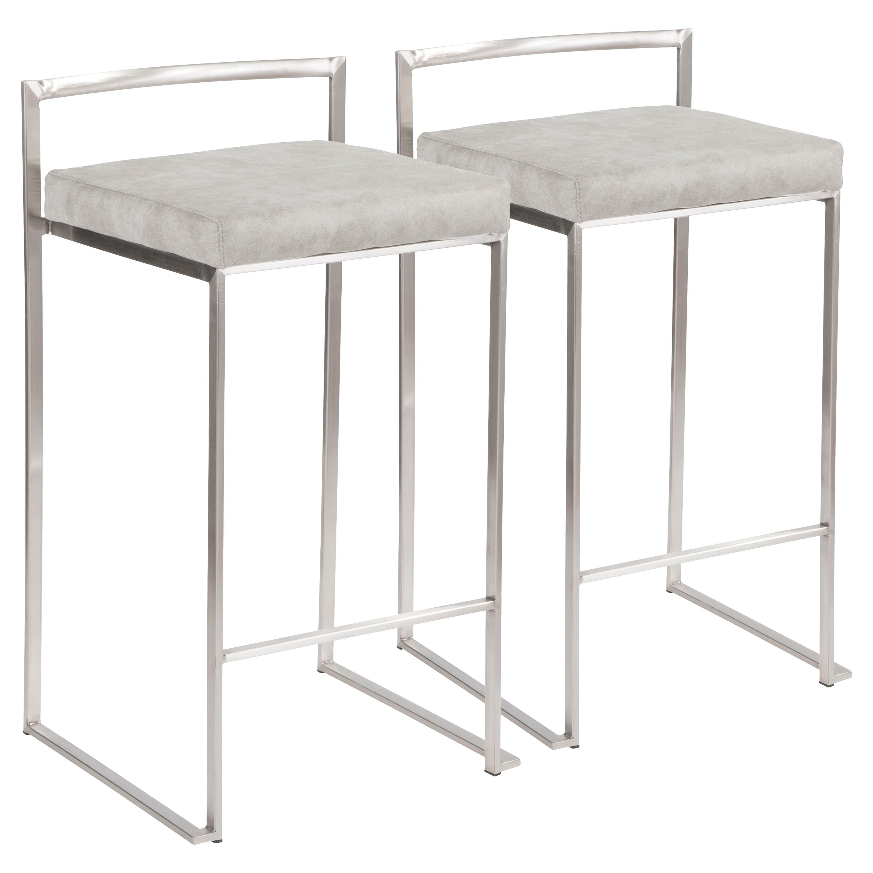 Fuji - Contemporary Stackable Counter Stool (Set of 2) - Light Gray