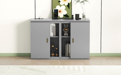 Queen Size Murphy Bed With Shelves, Cabinets And USB Ports - Gray