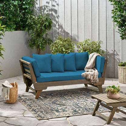 Ottavio - Convertible Sofa Daybed With Water Resistant Cushions - Gray / Teal