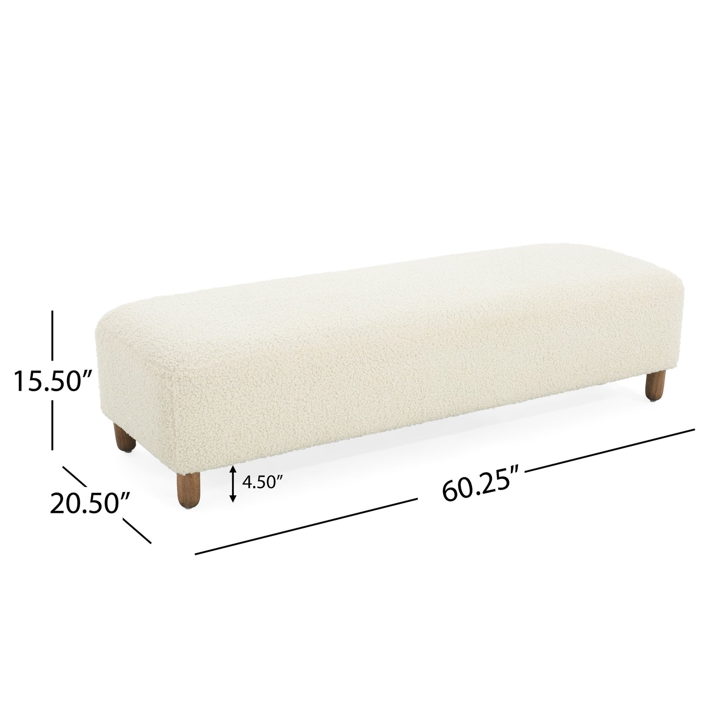 Elegant Ottoman Upholstered Footrest With Durable Polyester Blend And Solid Frame - White