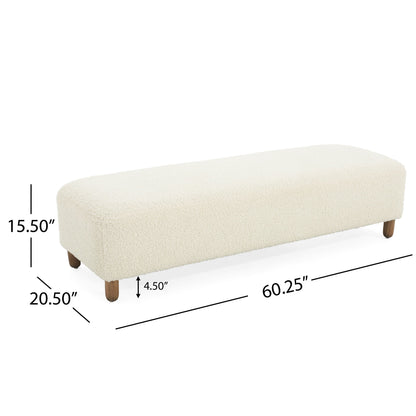Elegant Ottoman Upholstered Footrest With Durable Polyester Blend And Solid Frame - White