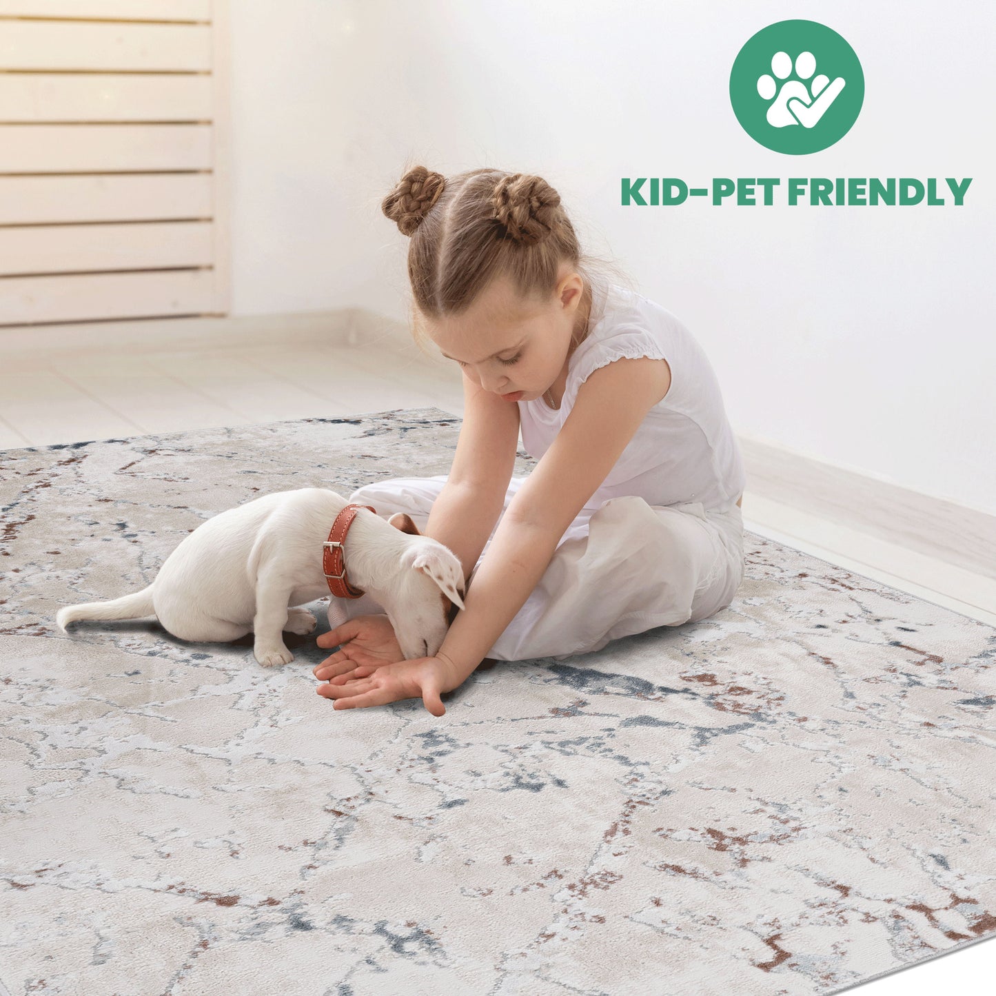 Marfi - 2' X 3' Abstract Area Rug - Ivory / Sand