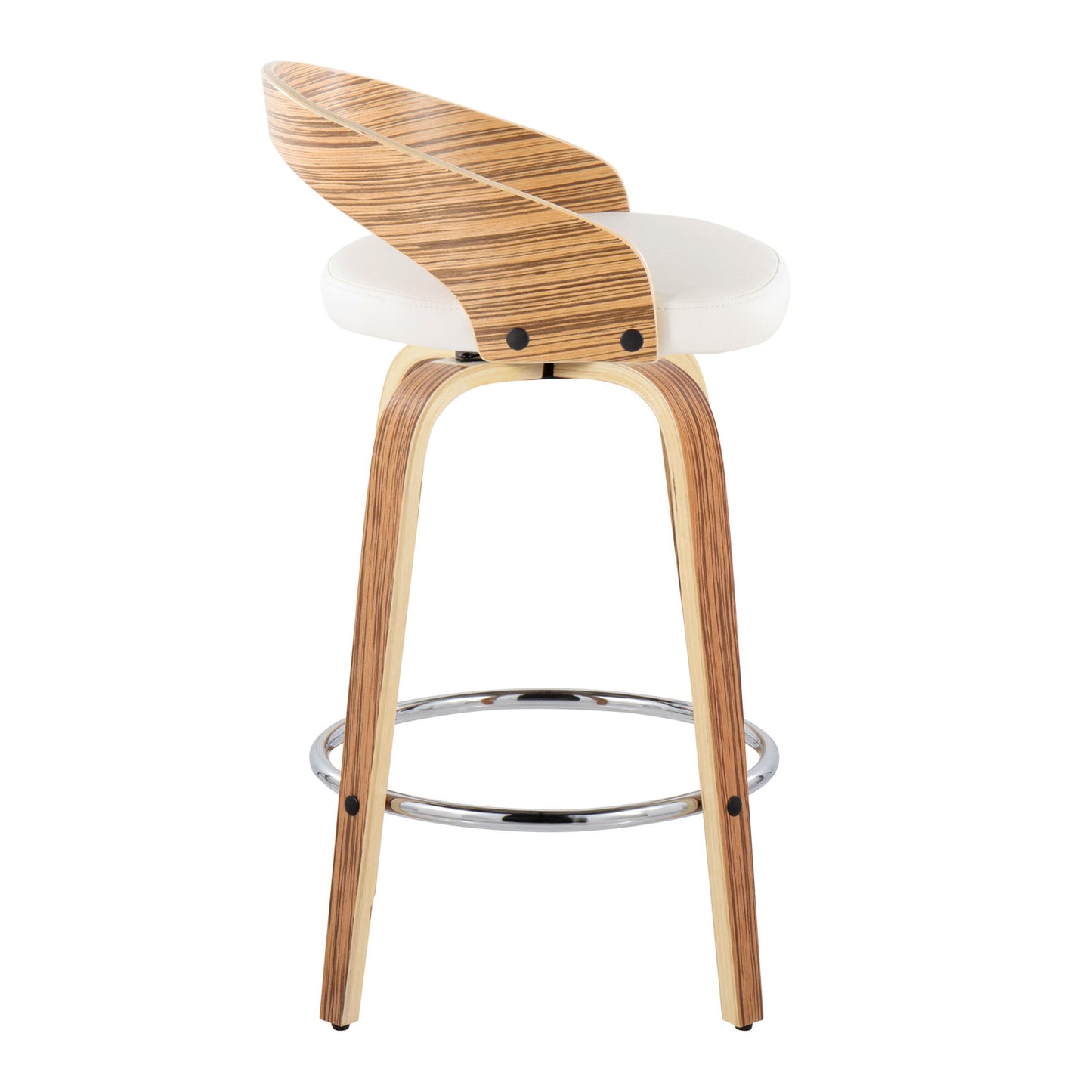 Grotto - Mid-Century Modern Fixed Height Counter Stool With Swivel With Round Footrest (Set of 2) - Zebra / White