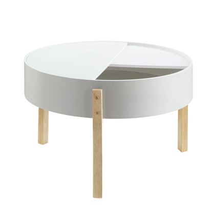 Bodfish - Round Coffee Table - White / Natural