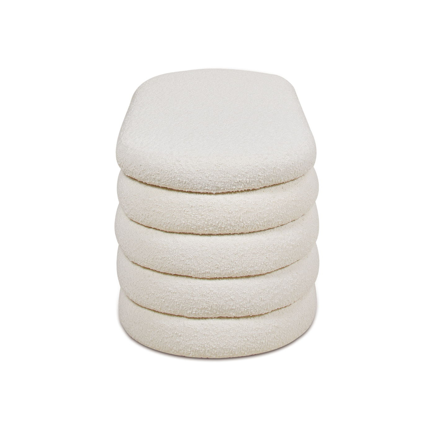 Fuji - Upholstered Oval Storage Bench - Ivory White
