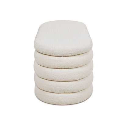 Fuji - Upholstered Oval Storage Bench - Ivory White