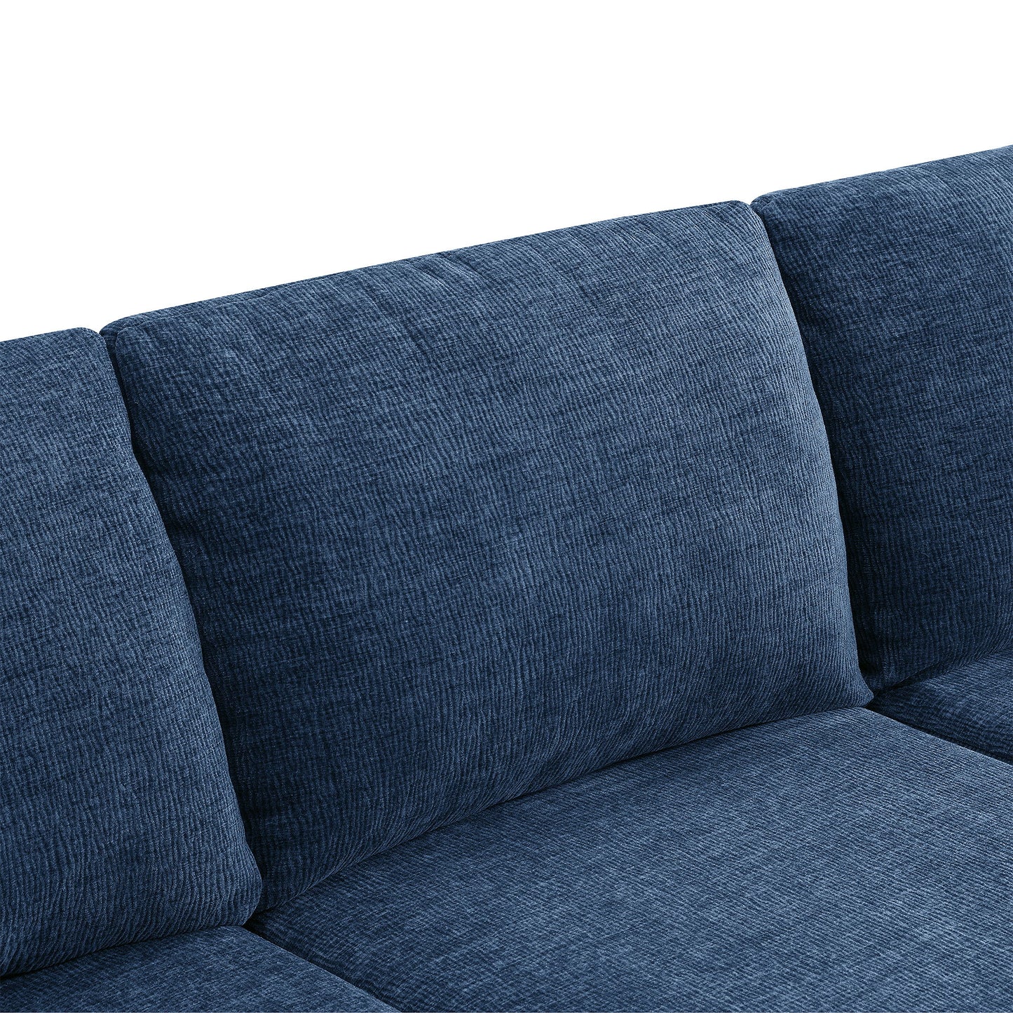 Modular U Shaped Sectional With Ottomans, Luxury Cloud Floor Couch With Deep Seat Fully Compressed Upholstered Sofa - Navy