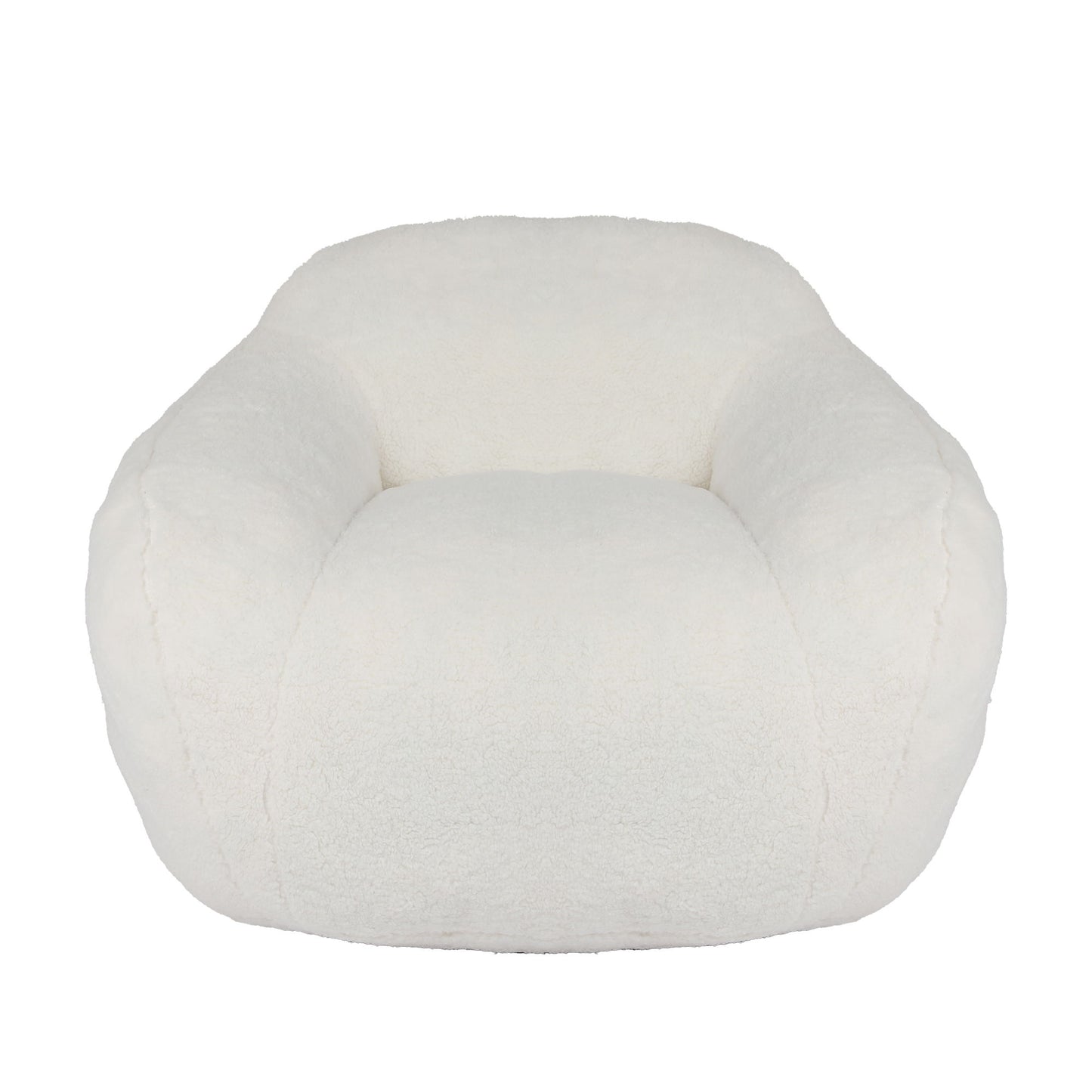 Giant Bean Bag Chair For Adults, Spacious Memory Foam Bean Bag Sofa With Armrests Teddy Fabric, Comfy Seating For Living Room Or Bedroom - Off White