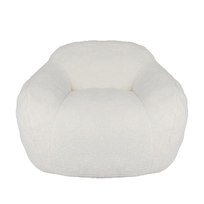 Giant Bean Bag Chair For Adults, Spacious Memory Foam Bean Bag Sofa With Armrests Teddy Fabric, Comfy Seating For Living Room Or Bedroom - Off White