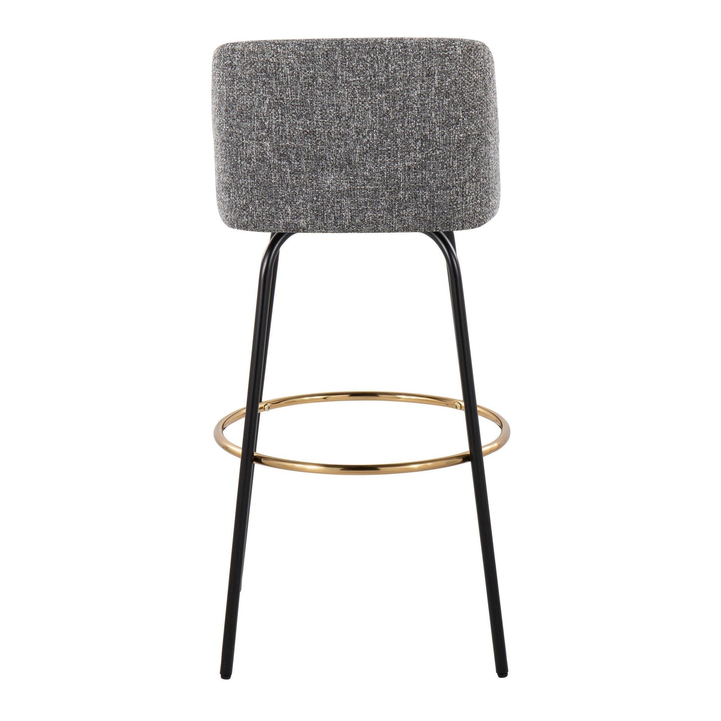 Toriano - Contemporary Fixed Height Barstool With Swivel With Round Footrest (Set of 2) - Gray / Black