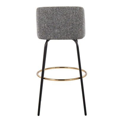 Toriano - Contemporary Fixed Height Barstool With Swivel With Round Footrest (Set of 2) - Gray / Black
