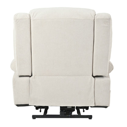 Power Lift Recliner Chair - Fabric Single Sofa With Extended Footrest, Remote Control, Cup Holders, And Side Pockets For Living Room Or Home Theater - Light Gray