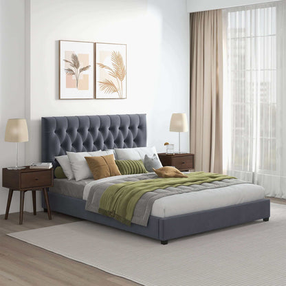 Donald - Queen Mid Century Modern Platform Bed - Gray