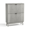 Shoe Cabinet With 2 Flip Drawers, Fluted Shoe Storage Cabinet For Entryway, Free Standing Shoe Storage Organizer With Wave Doors For Heels, Boots, Slippers In Hallway, Living Room - Gray