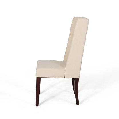 Sophisticated Tufted Dining Chairs (Set of 2) With High Back And Birch Wood Legs - Beige