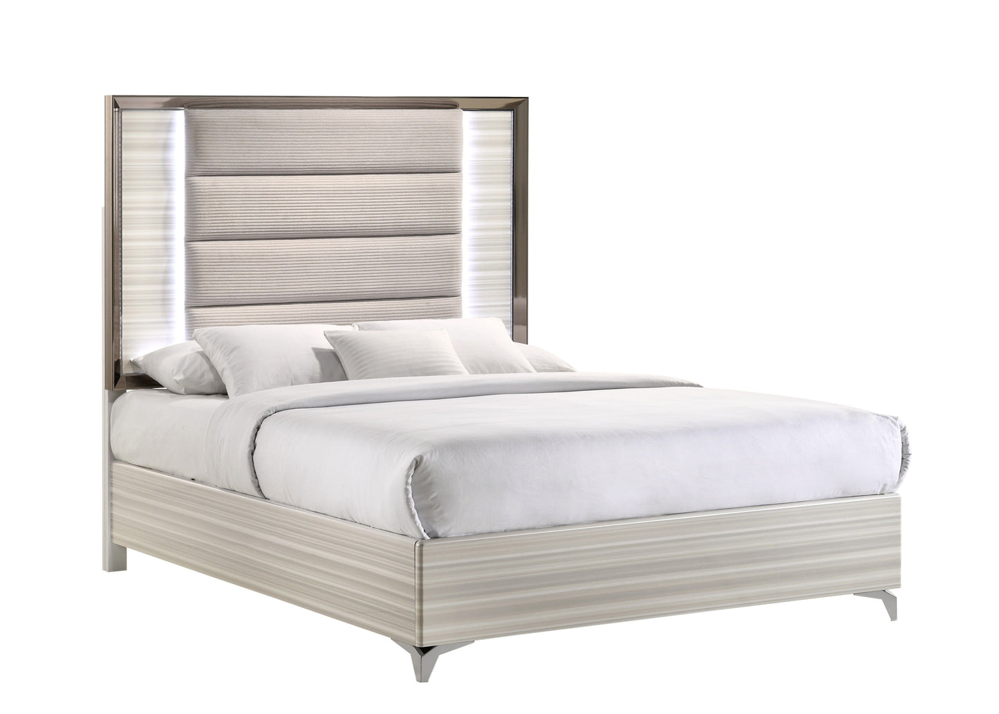 Star - Queen Bed With LED - White