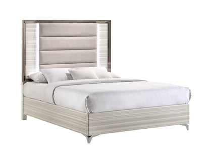 Star - Queen Bed With LED - White