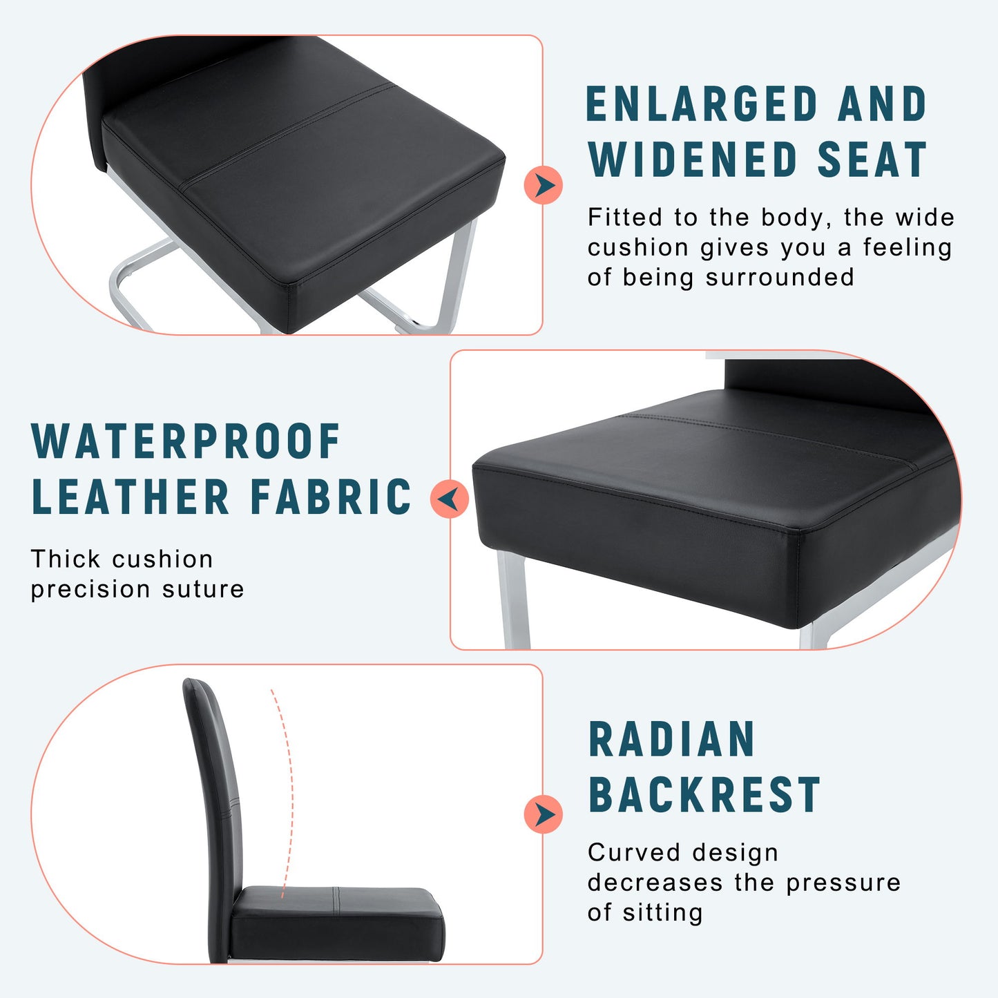 (Set of 4) Thickened Dining Chairs With Built In Spring Packages And Ergonomic Design Perfectly Blending Comfort And Elegance - Black
