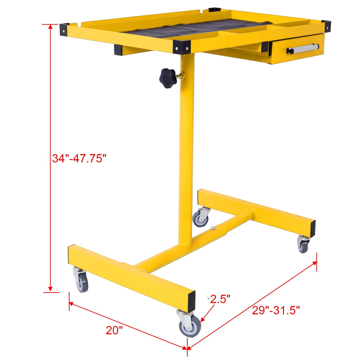 Adjustable Work Table With Drawer - Yellow / Black