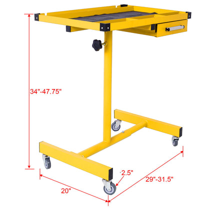 Adjustable Work Table With Drawer - Yellow / Black