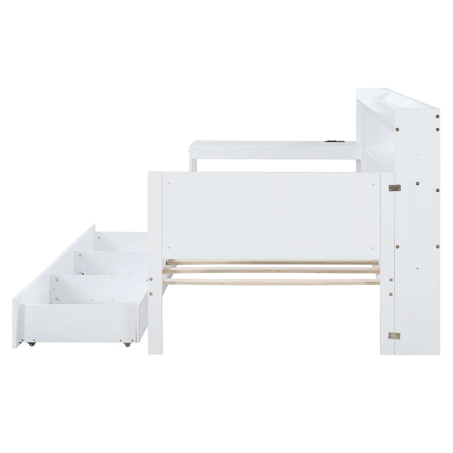 Twin Size Daybed With 3 Drawers USB Ports And Desk - White