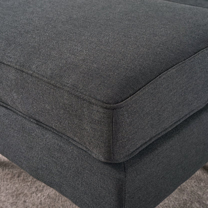 Upholstered Ottoman With Tapered Legs - Dark Gray