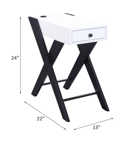 Fierce - Accent Table With Built - In USB Port - White / Black