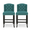 Solara - Fabric Tufted Counter Stool With Nailhead Accents (Set of 2) - Teal