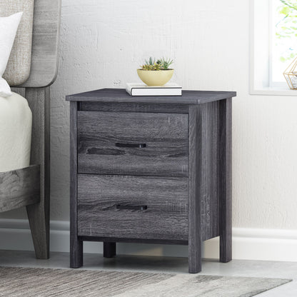 Titeca - Contemporary 2 Drawer Nightstand - Dark Gray