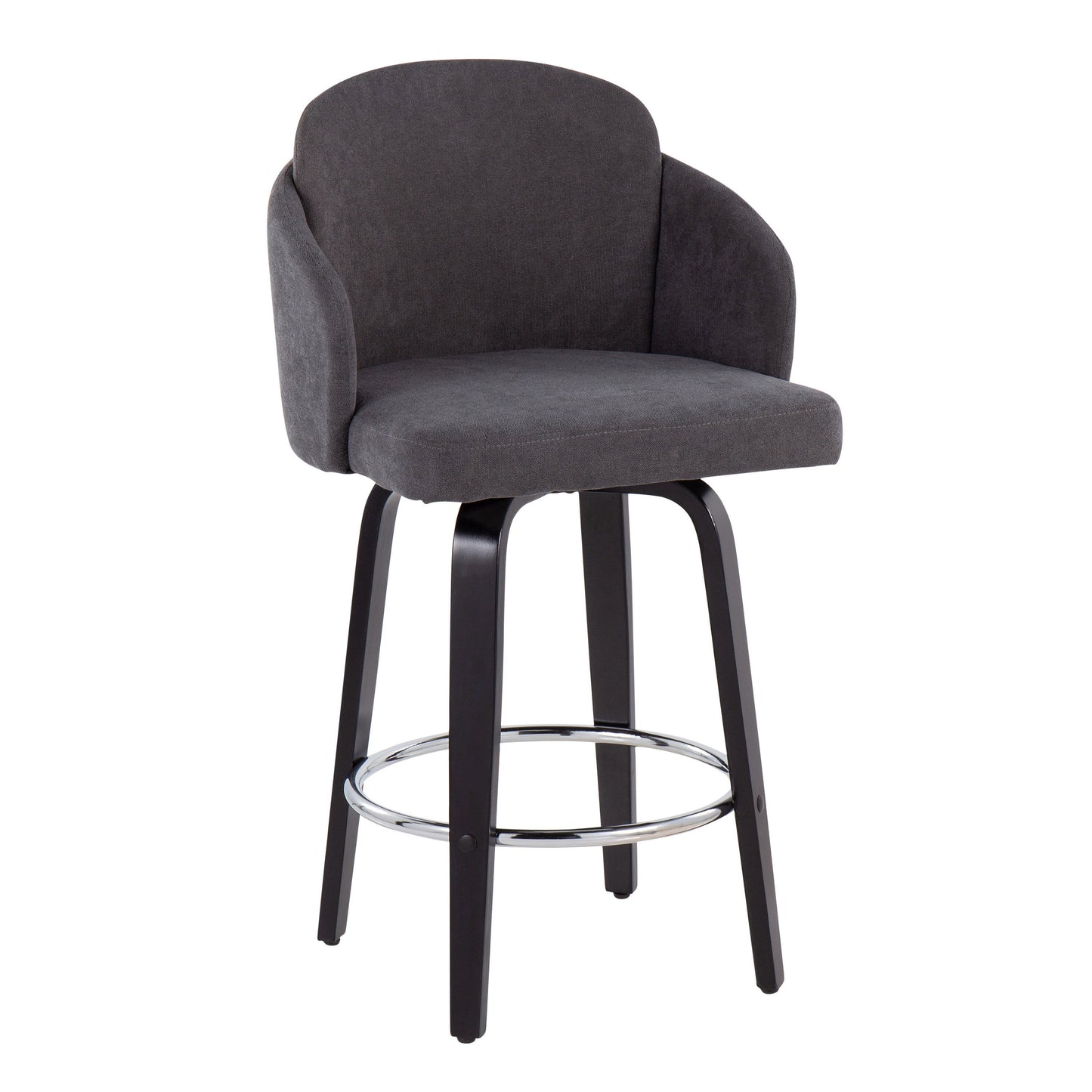 Dahlia - Contemporary Counter Stool With Round Footrest (Set of 2) - Black / Gray