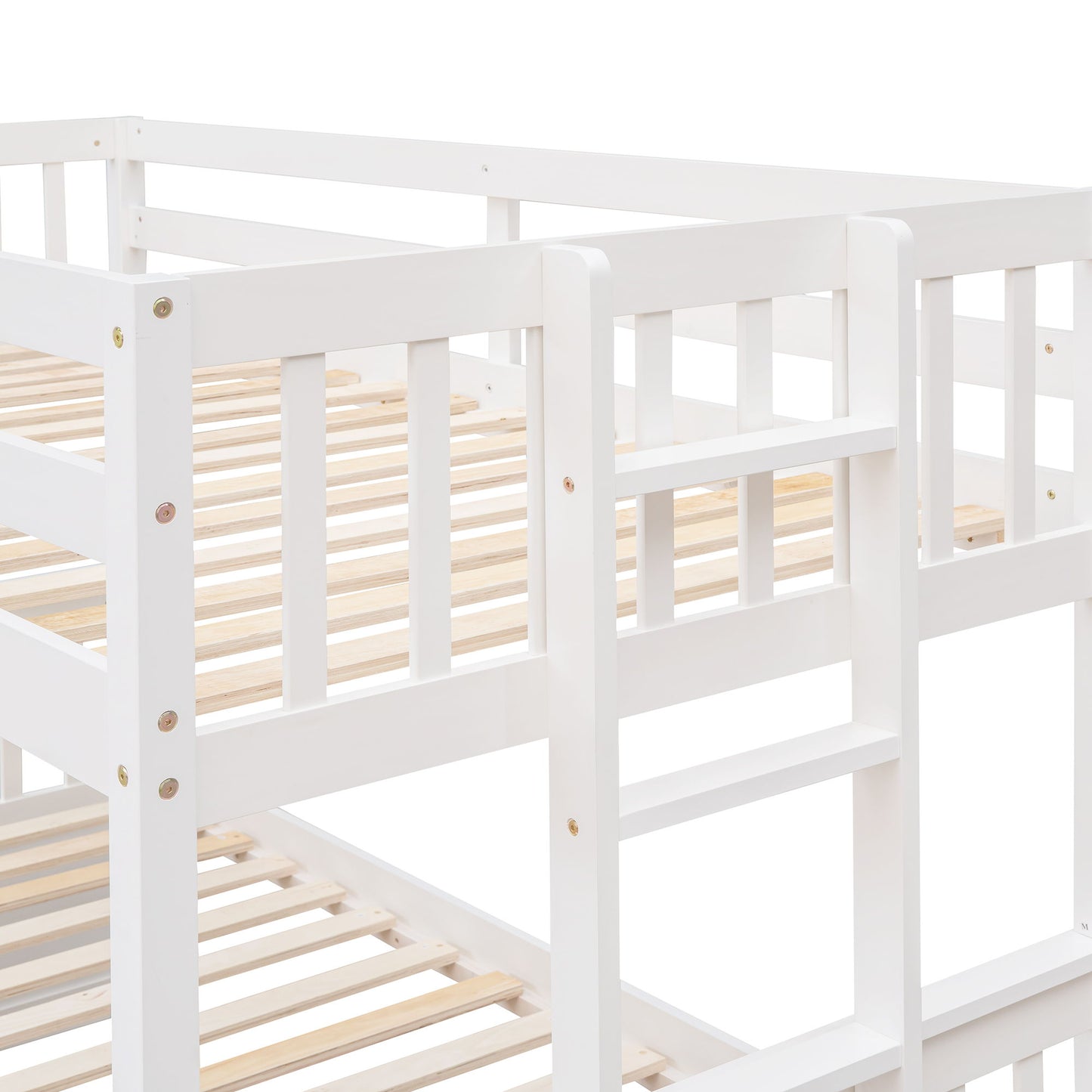 Twin Over Full Bunk Bed With Twin Size Trundle, With Drawers For Bedroom - White