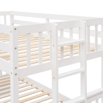Twin Over Full Bunk Bed With Twin Size Trundle, With Drawers For Bedroom - White