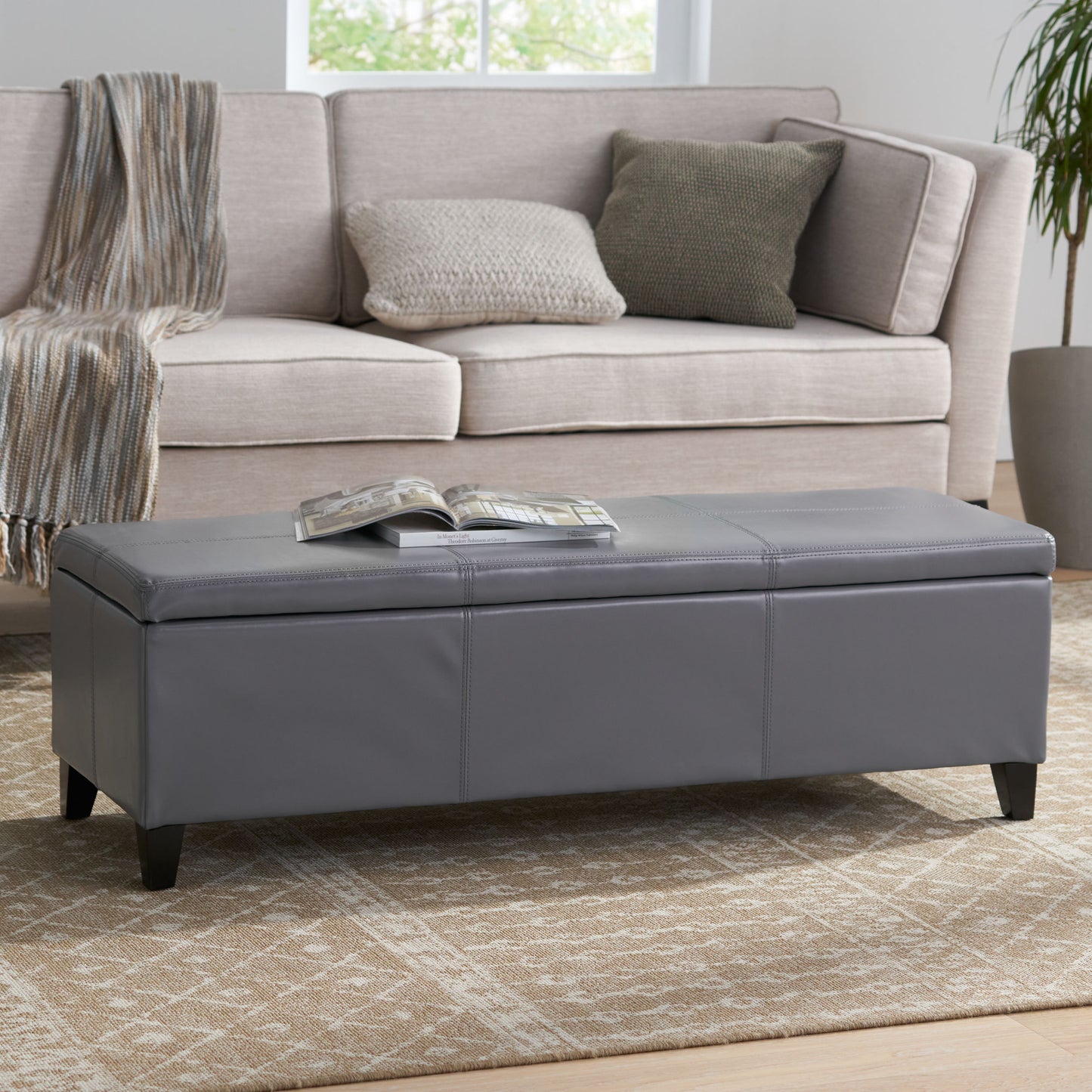 Glouster - Contemporary Storage Ottoman With Versatile Functionality - Gray