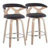 Gardenia - Contemporary Fixed Height Counter Stool With Swivel With Round Footrest (Set of 2) - White Washed / Charcoal