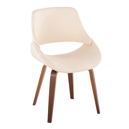 Fabrico - Mid-Century Modern Dining Accent Chair (Set of 2) - Walnut / Cream
