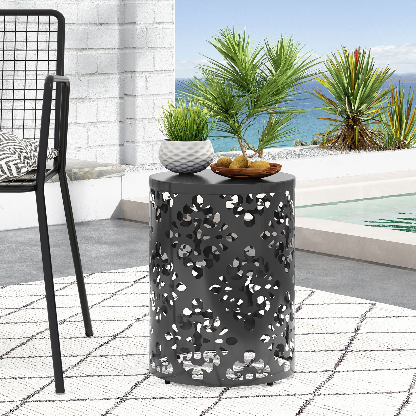 Outdoor Metal, End Table Large - Black