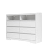 6 Drawer Dresser For Bedroom With LED Lights, Sturdy Frame - White