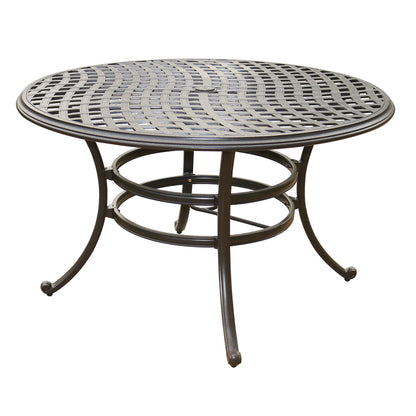 Aluminum 5 Piece Round Dining Set With 4 Swivel Rockers - Light Blue