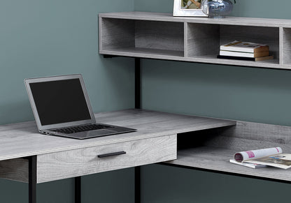 Computer Desk, Home Office Corner, Storage Drawers, L Shape, Laptop, Contemporary & Modern - Gray