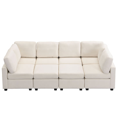 Sectional Sofa Couch Sofa Bed U-Shaped Sofa With Two Movable Ottoman And Three USB Ports For Living Room - Beige