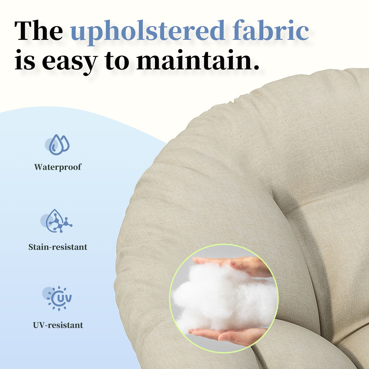 Ergonomic Wicker Chair With Cloud Thick Density Cushion, 3 Proof Cover High Capacity Iron Frame Fluid 360ÔøΩÔøΩÔøΩÔøΩÔøΩÔøΩÔøΩÔøΩÔøΩÔøΩÔøΩÔøΩÔøΩÔøΩÔøΩ Swivel - Beige / Natural